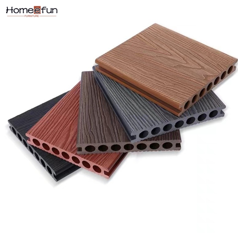 2022 Wpc 3d kohokuvioitu lattia Wood Grain Laukut Anti Slip Muovi Puu Composite Decking Outdoor Garden Flooring Deck